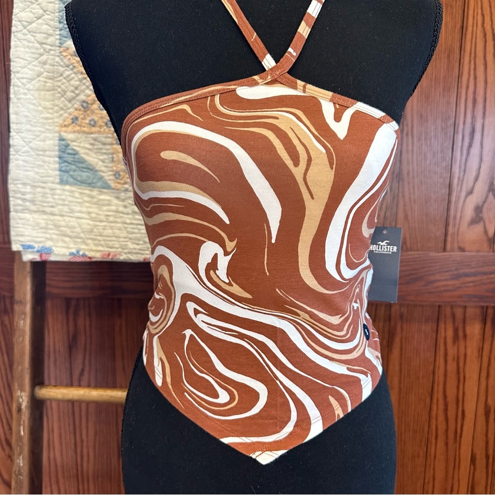 Hollister Bandana Hem Halter Crop Top